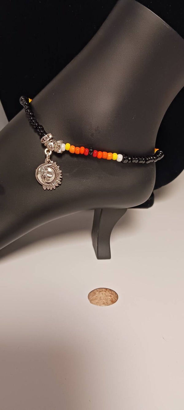 Desert Sunset Beaded Sun and Moon Anklet