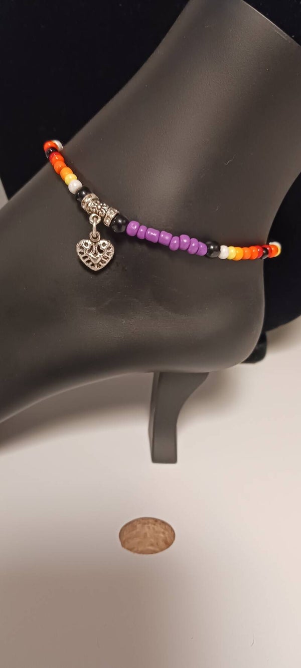 Bohemian Beaded Filagree Heart Anklet