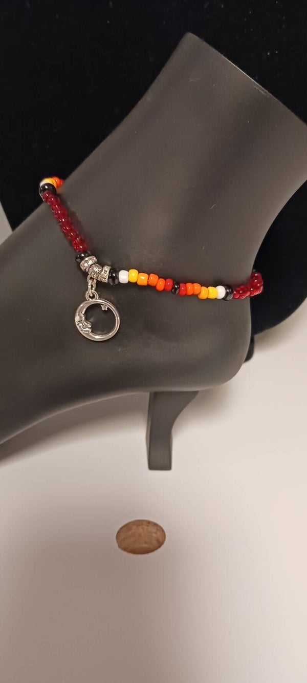 In the fire Beaded Moon and Star Anklet