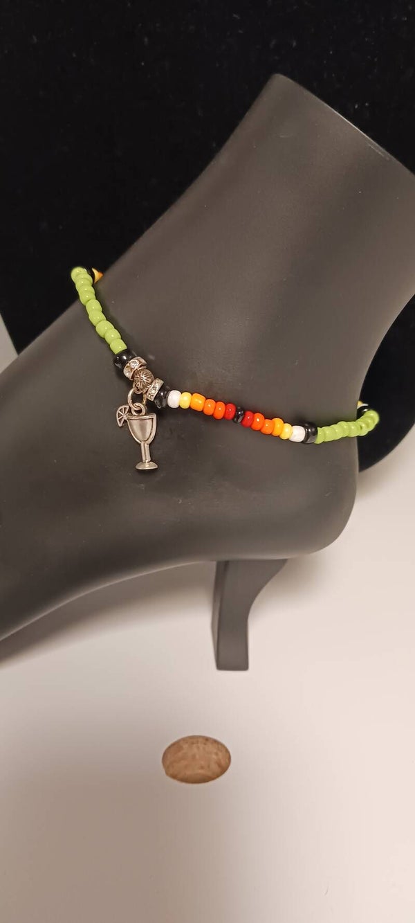 Bohemian Green Beaded Margarita Anklet