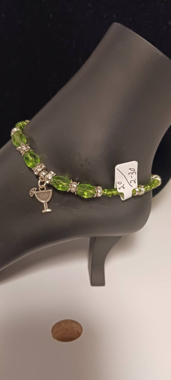 Green with Envy Beaded Margarita Anklet