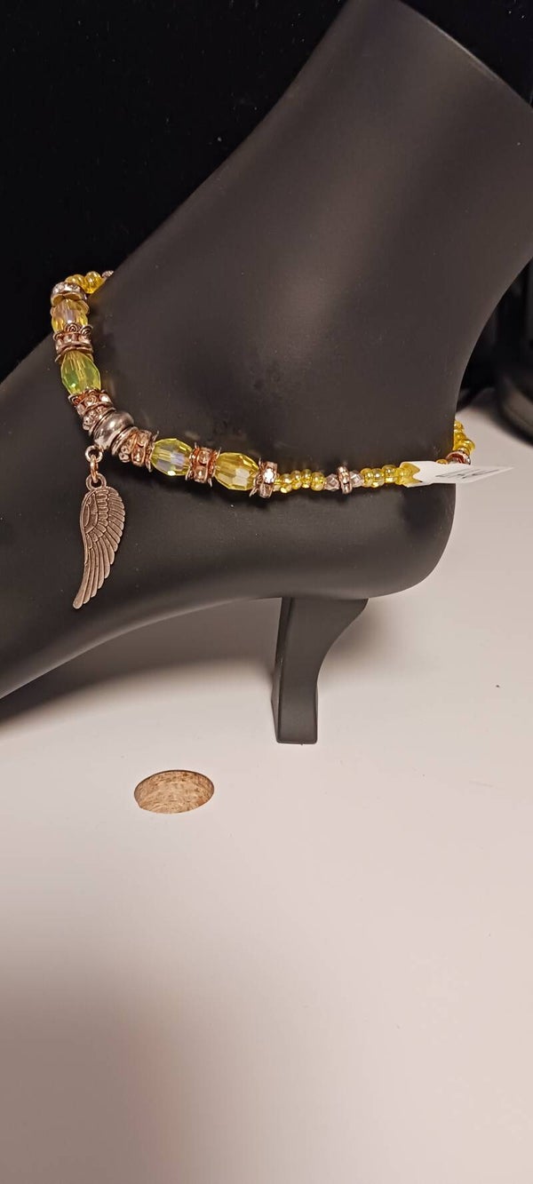 Yellow Opaque Beaded Sun Anklet