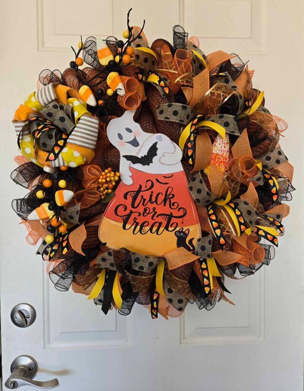 Ghost of Candy Corn Wreath