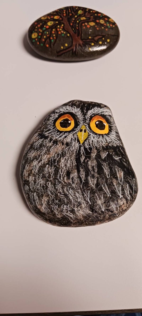 Handpainted Owl Rock