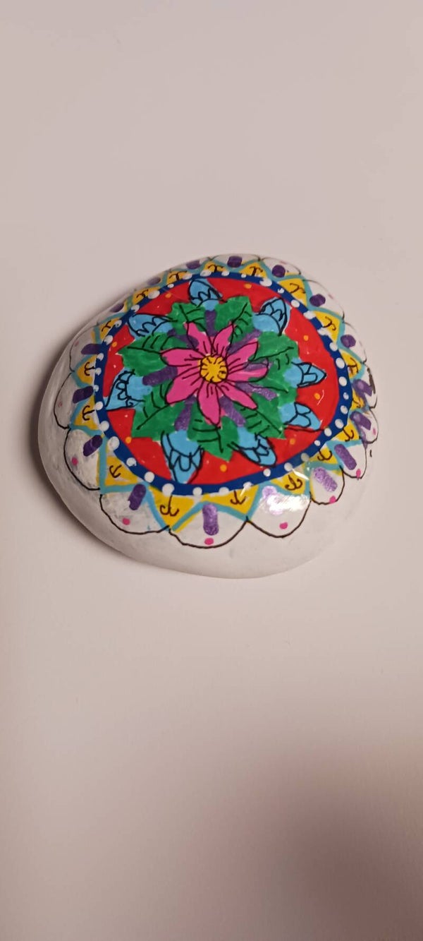 Handpainted Flower Burst Rock