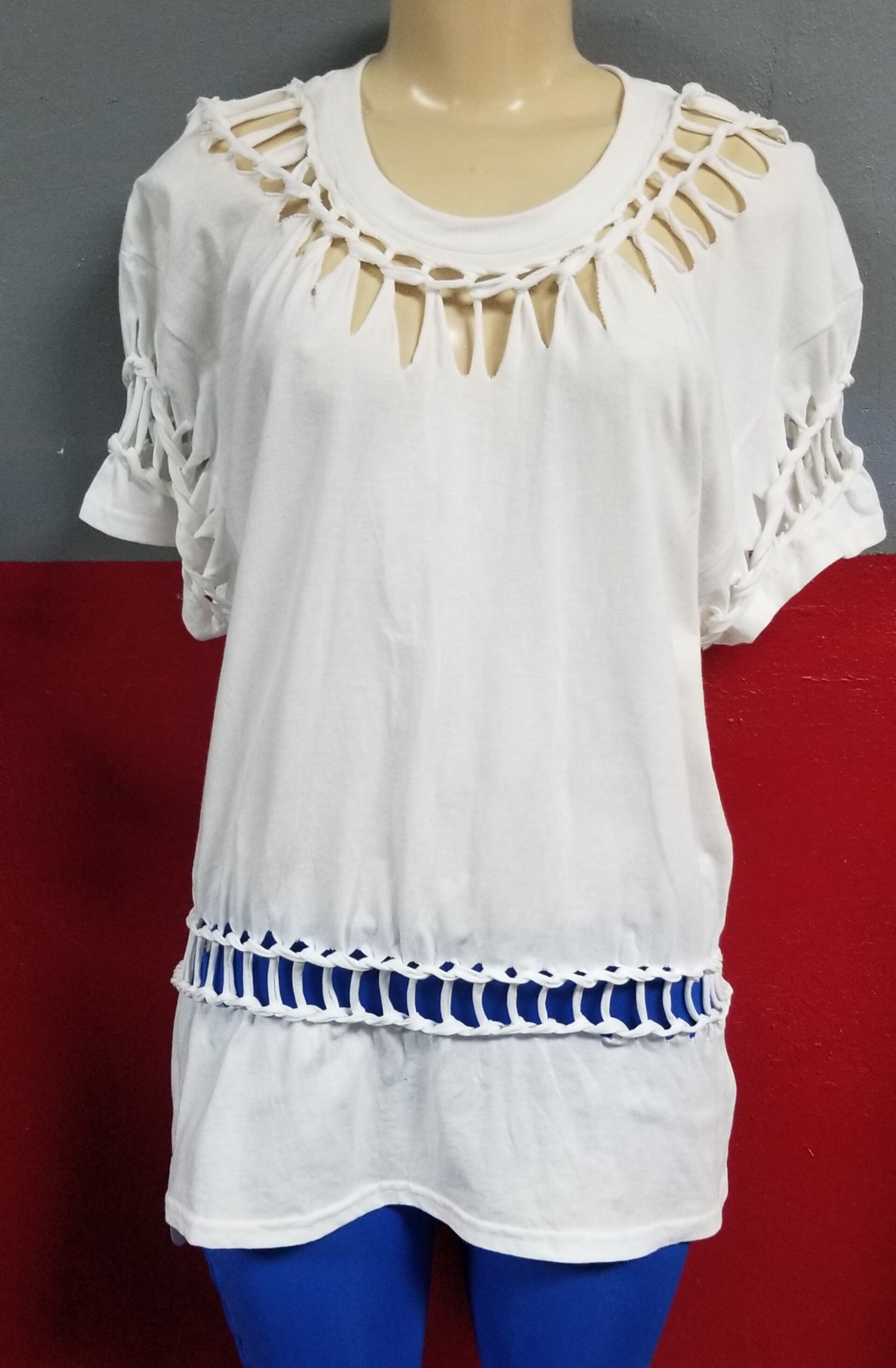 Hand Braided Twisted Cool Wet T-Shirt White