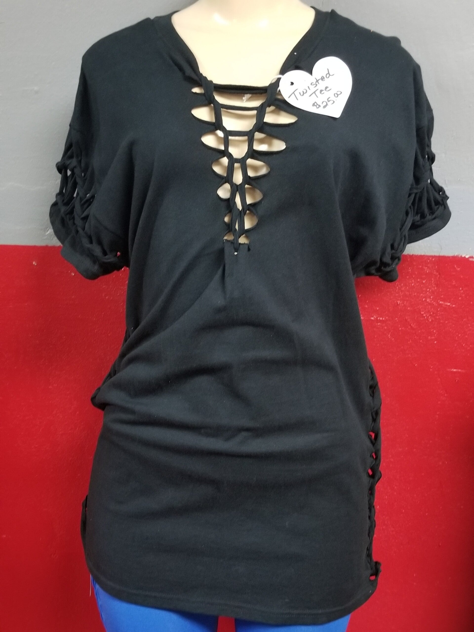 Hand Braided Twisted Cool Wet T-Shirt Black