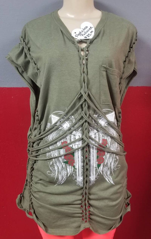 Hand Braided Twisted Cool Wet T-Shirt Green