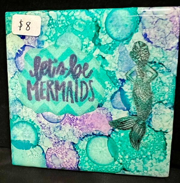 Lets Be Mermaids Handpainted Wall Tile