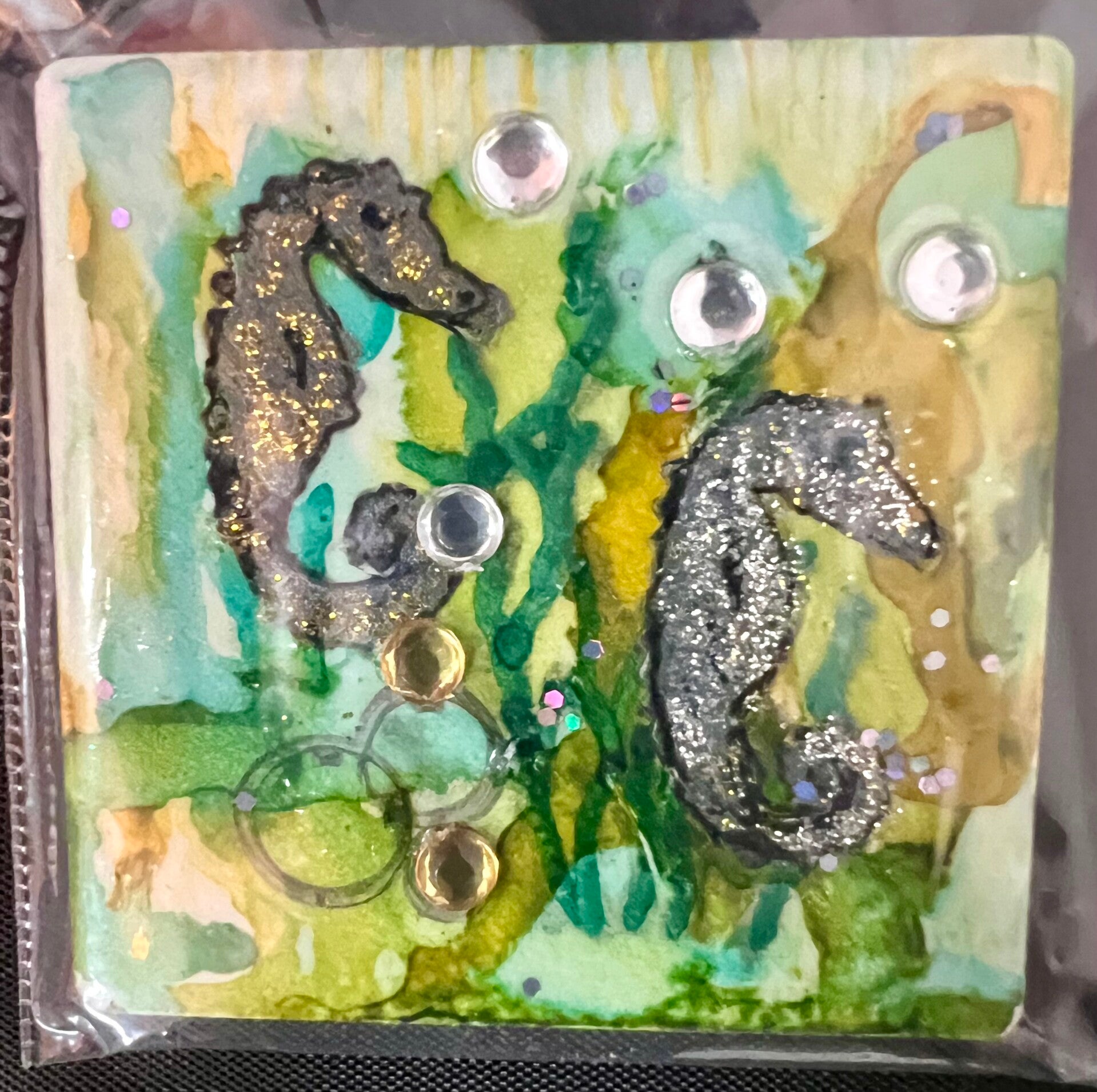 Handpainted Seahorse Tile Magnet