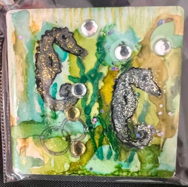 Handpainted Seahorse Tile Magnet