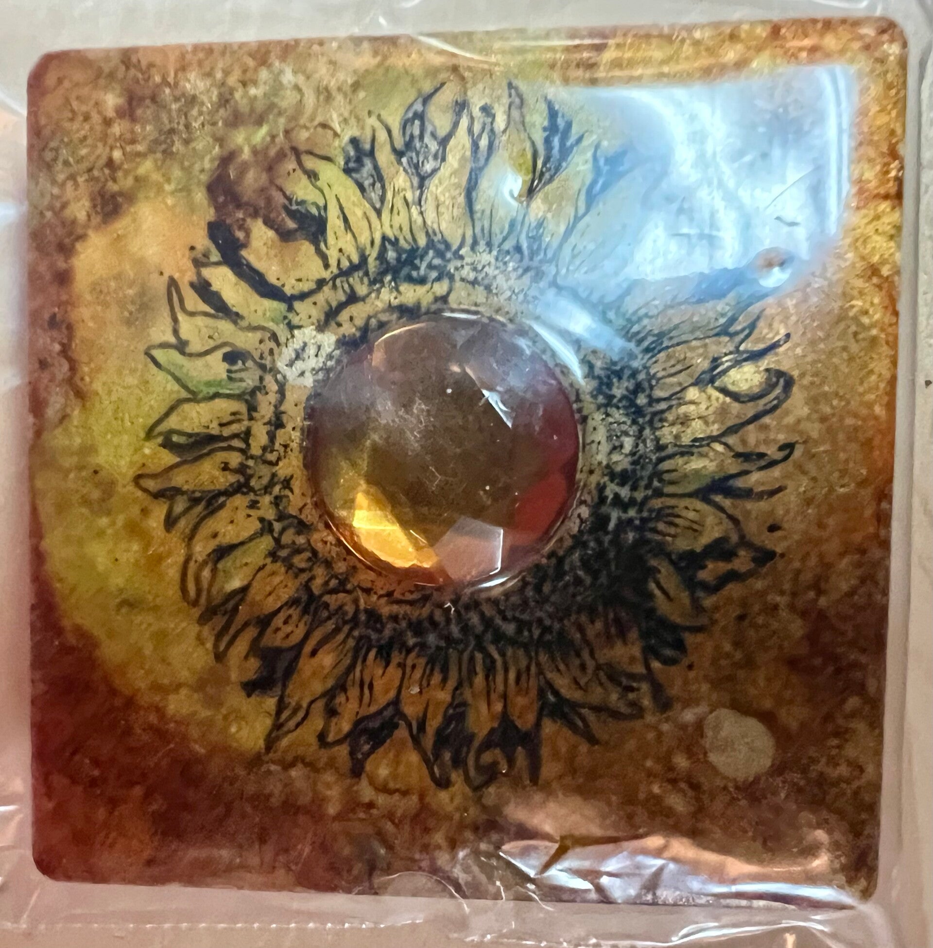 Handpainted Sun Tile Magnet