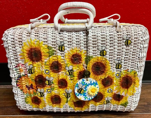 Handpainted Sunflower Crafters Basket