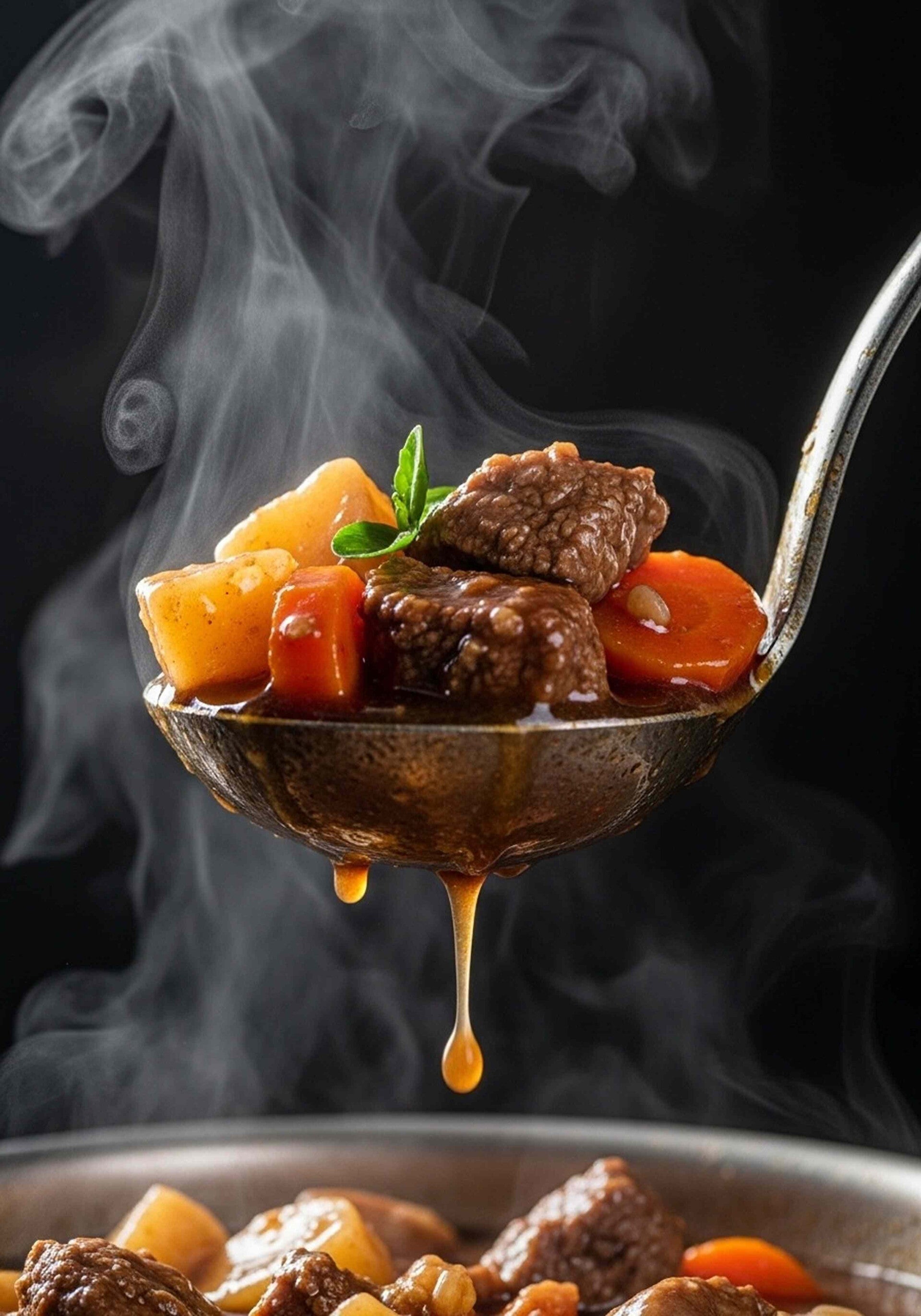 Ein Schöpfer mit Gulaschsuppe