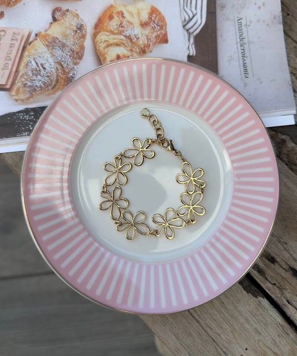 armband lovely flowers - goud
