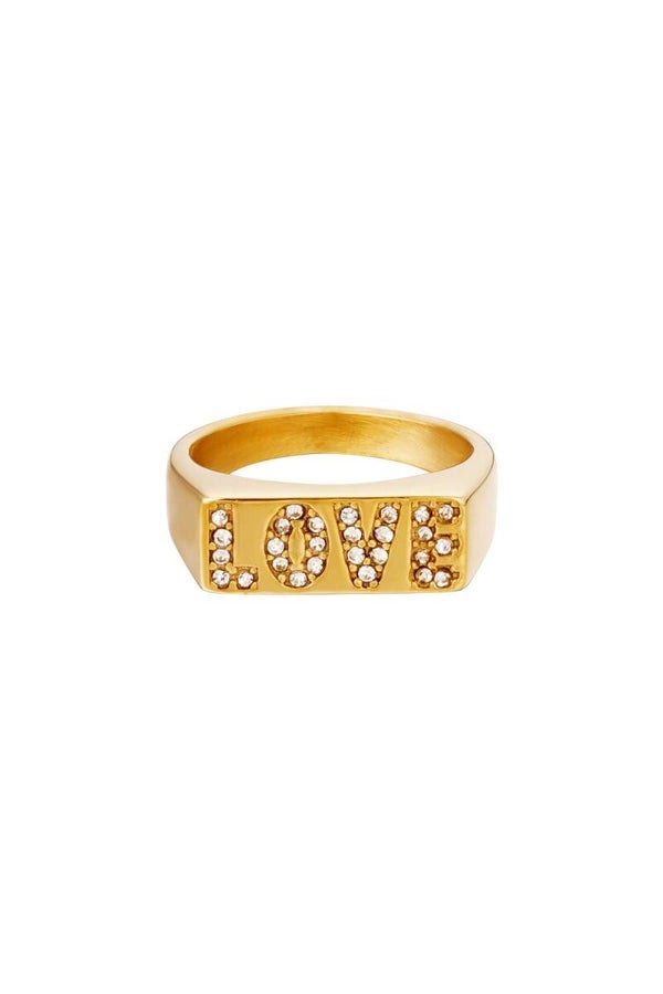 Ring glitter love goud