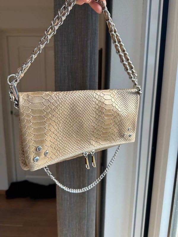 tas croco taupe (echt leer)