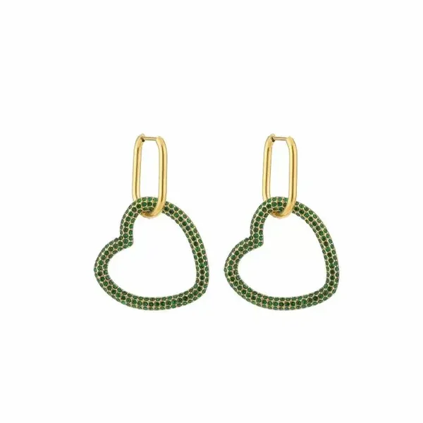 Oorbellen big heart ★ groen