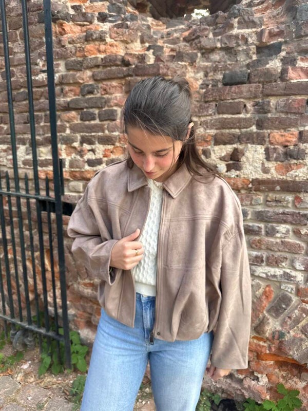 Fall jacket suede look - bruin