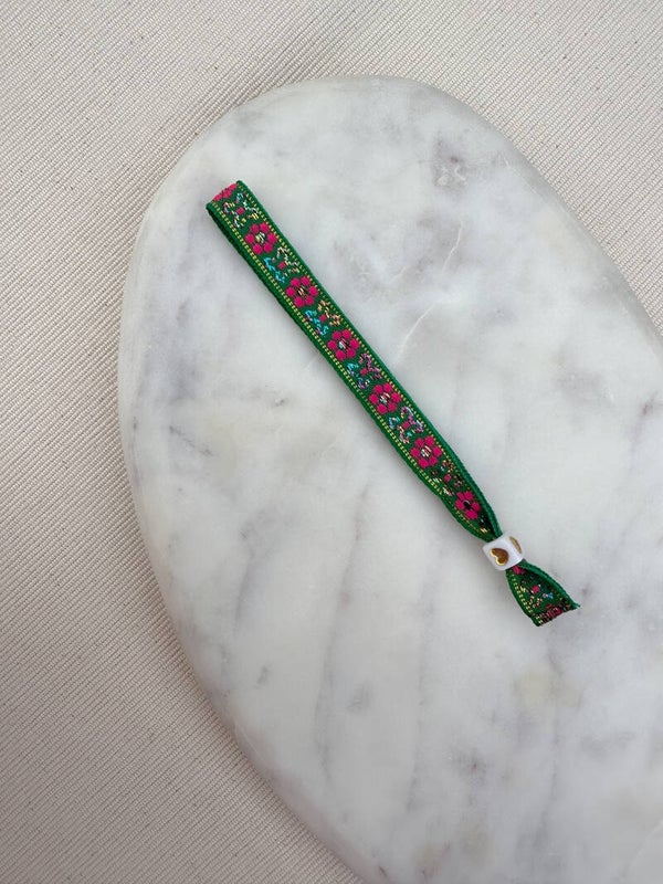 Lintbandje bloemetjes groen