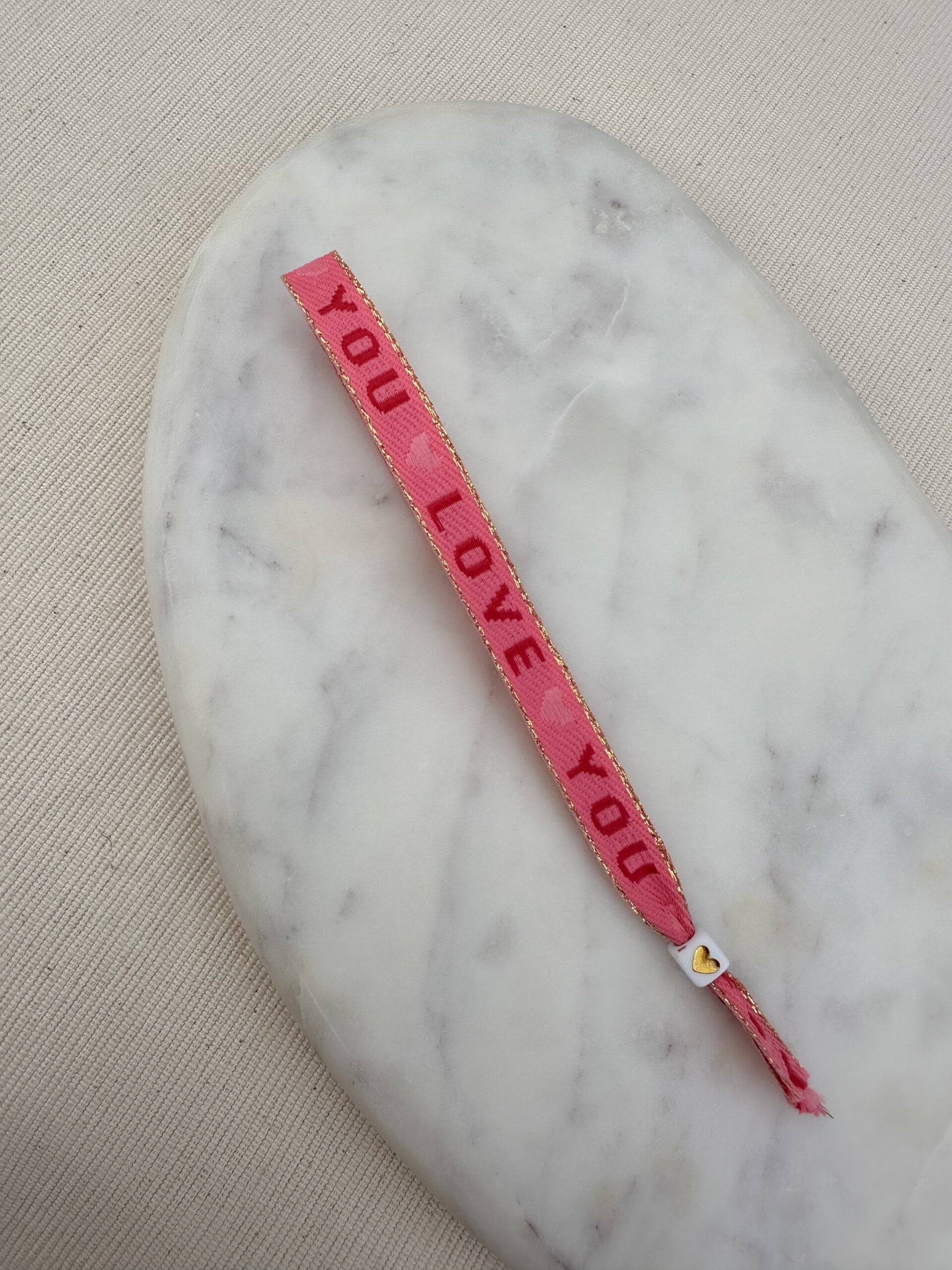 Lintbandje love you roze