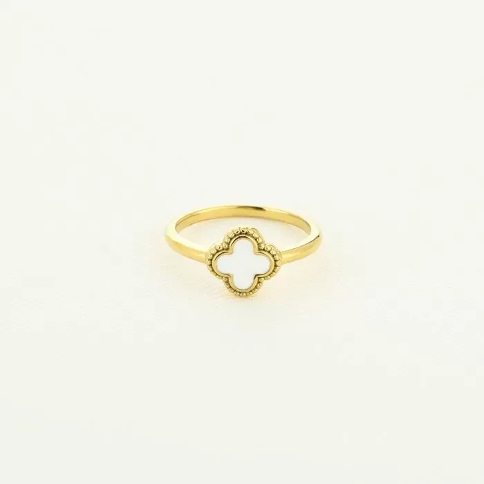 Ring white Clover ★ goud