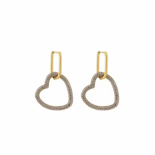 Oorbellen big heart roze/paars ★ goud