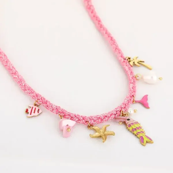 ketting pink sealife - goud