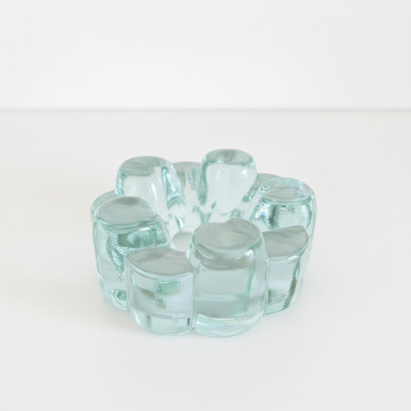 Vintage Georgshütte Brutalist Ice Glass Teapot Warmer & Tealight Holder – 1960s | TheyUnique