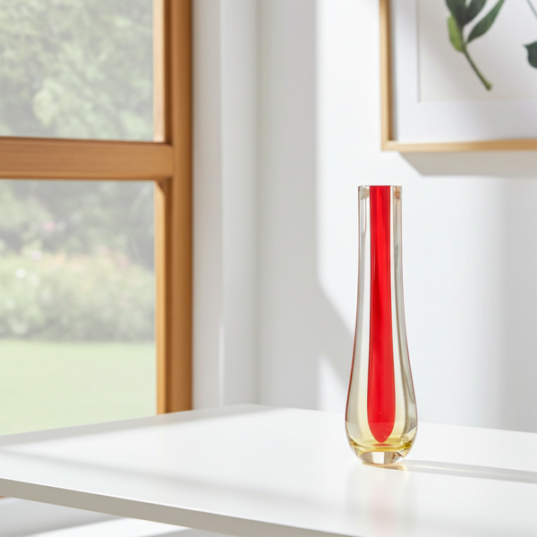 Mid-Century Modern Murano Glass Vase by Flavio Poli for Seguso – Red Sommerso