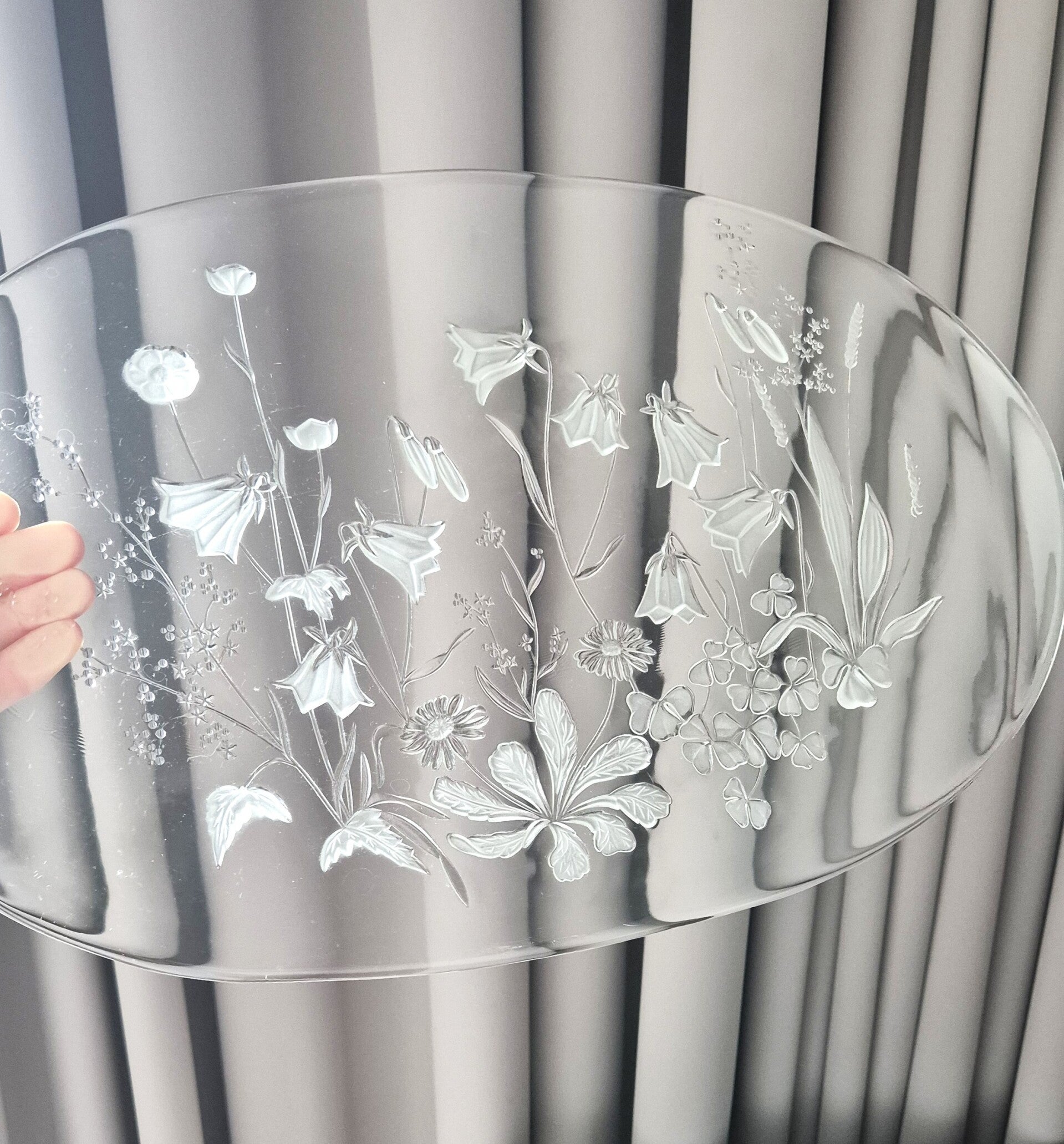 Vintage Savoir Vivre Crystal Tray – Oval Floral Design | Elegant Serveware