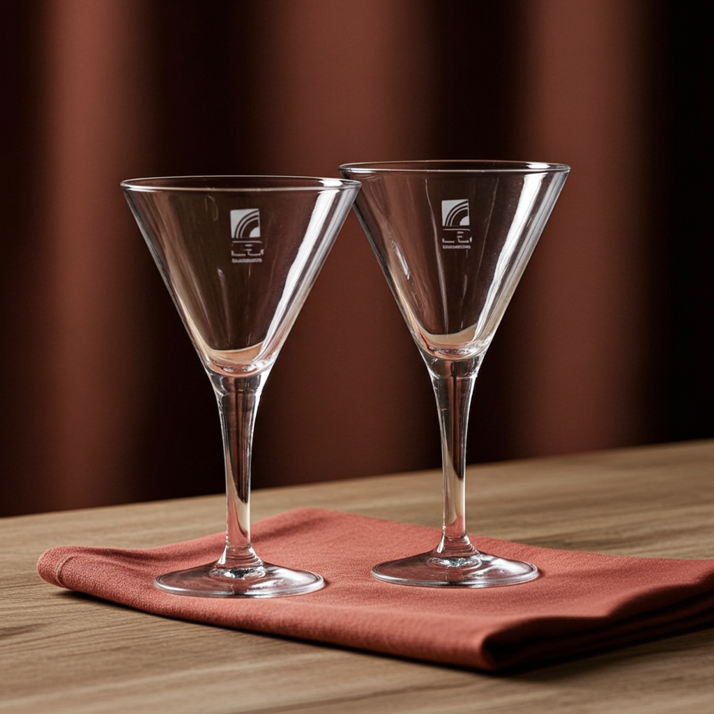 Vintage Set of 2 Hand-Blown Crystal Martini Glasses by Luigi Bormioli Tiziano | Elegant Barware for Classic Entertaining