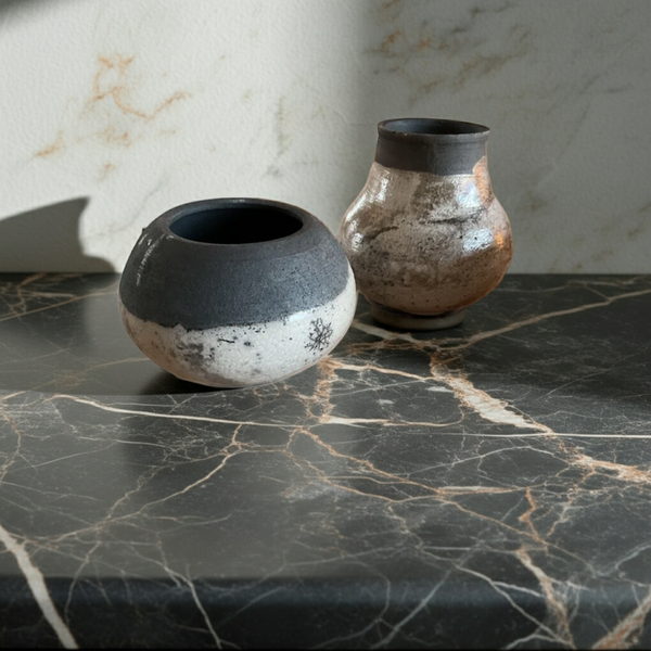 Handmade Earthenware Spherical Vases & Bowls – Set of 2 | Wabi-Sabi Ceramics – They Unique