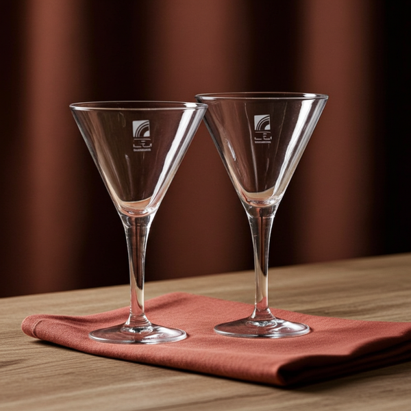 Vintage Set of 2 Hand-Blown Crystal Martini Glasses by Luigi Bormioli Tiziano | Elegant Barware for Classic Entertaining