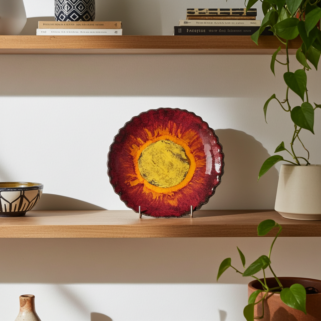 Vintage Hand-Painted Ceramic Plate – Artisan Decorative Tableware & Wall Art