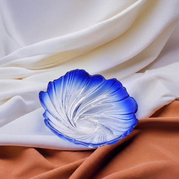 Blue & Transparent Sculptural Glass Bowl – Mid-Century Modern Art Object | TheyUnique