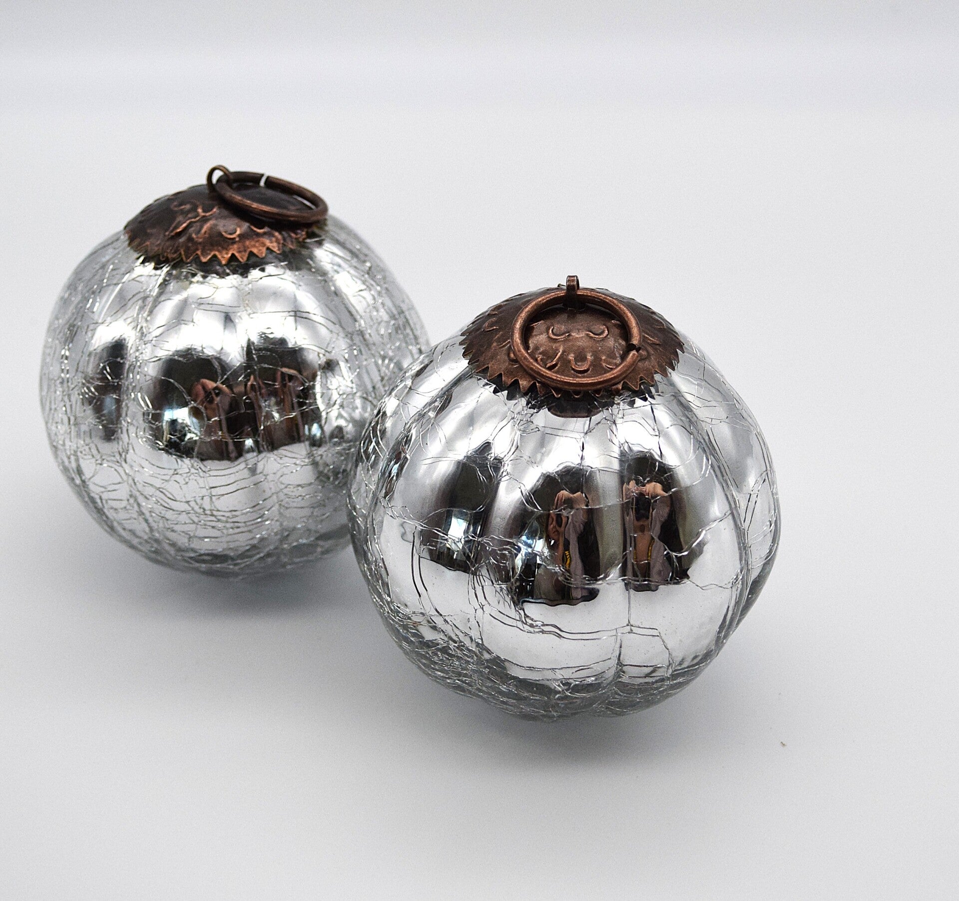 Vintage Silver Glass Christmas Ornament – Classic Holiday Decoration