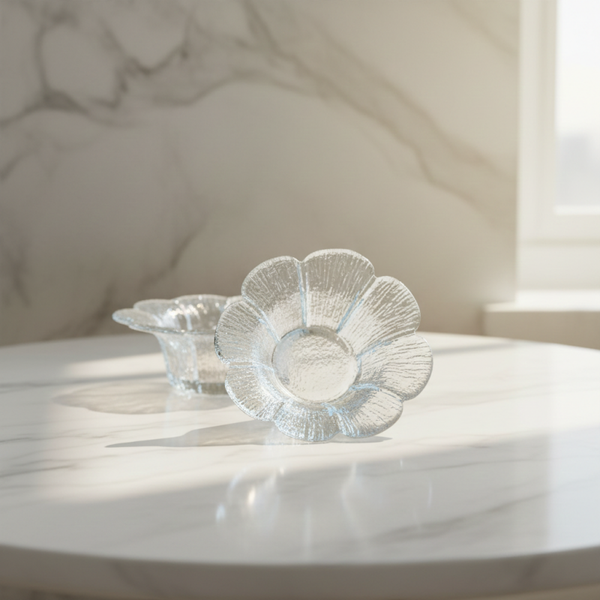 Vintage "Water Lily" Crystal Candle Holder by Pertti Kallioinen – Mid-Century Modern Design Elegance