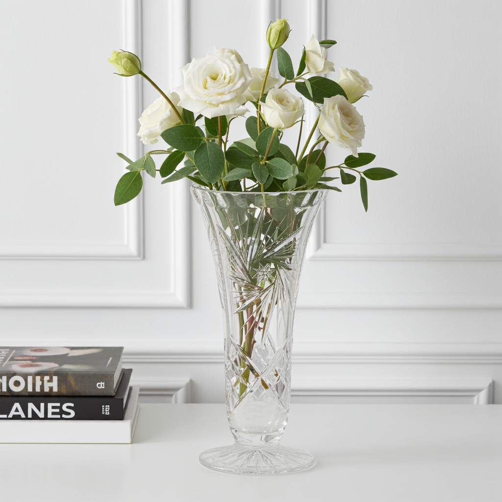 Vintage Crystal Pinwheel Flower Vase – Timeless Elegance for Your Home