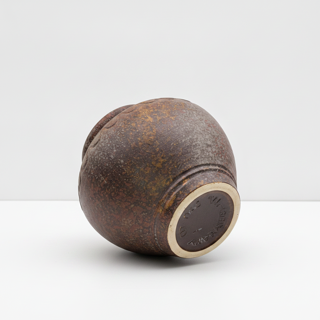 West German pottery foot ring and base details  textured vintage West German ceramic vase