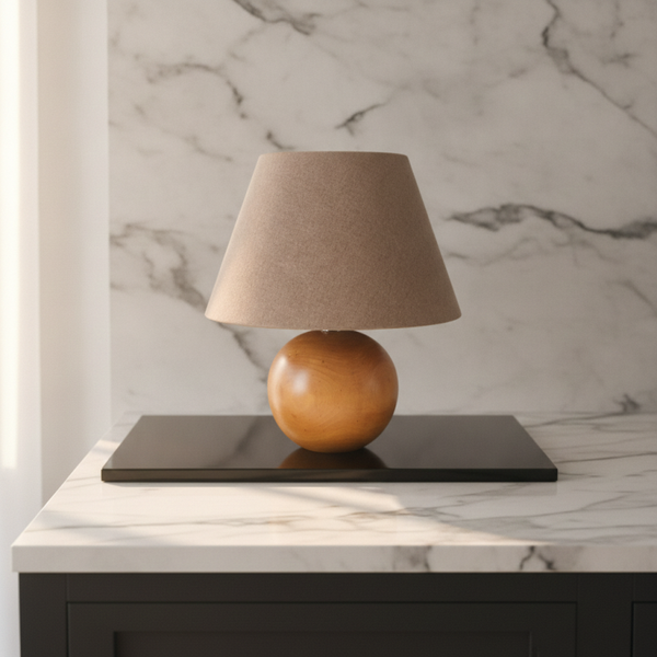 Vintage Scandinavian-Style Solid Wood Globe Table Lamp – Mid-Century Modern | TheyUnique