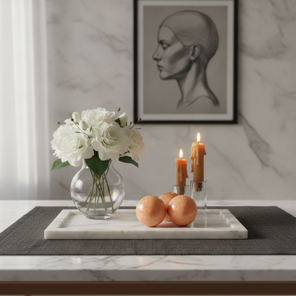 Set of 3 Orange Marble Balls– Hand-Carved Decorative Stone Bowls | TheyUnique