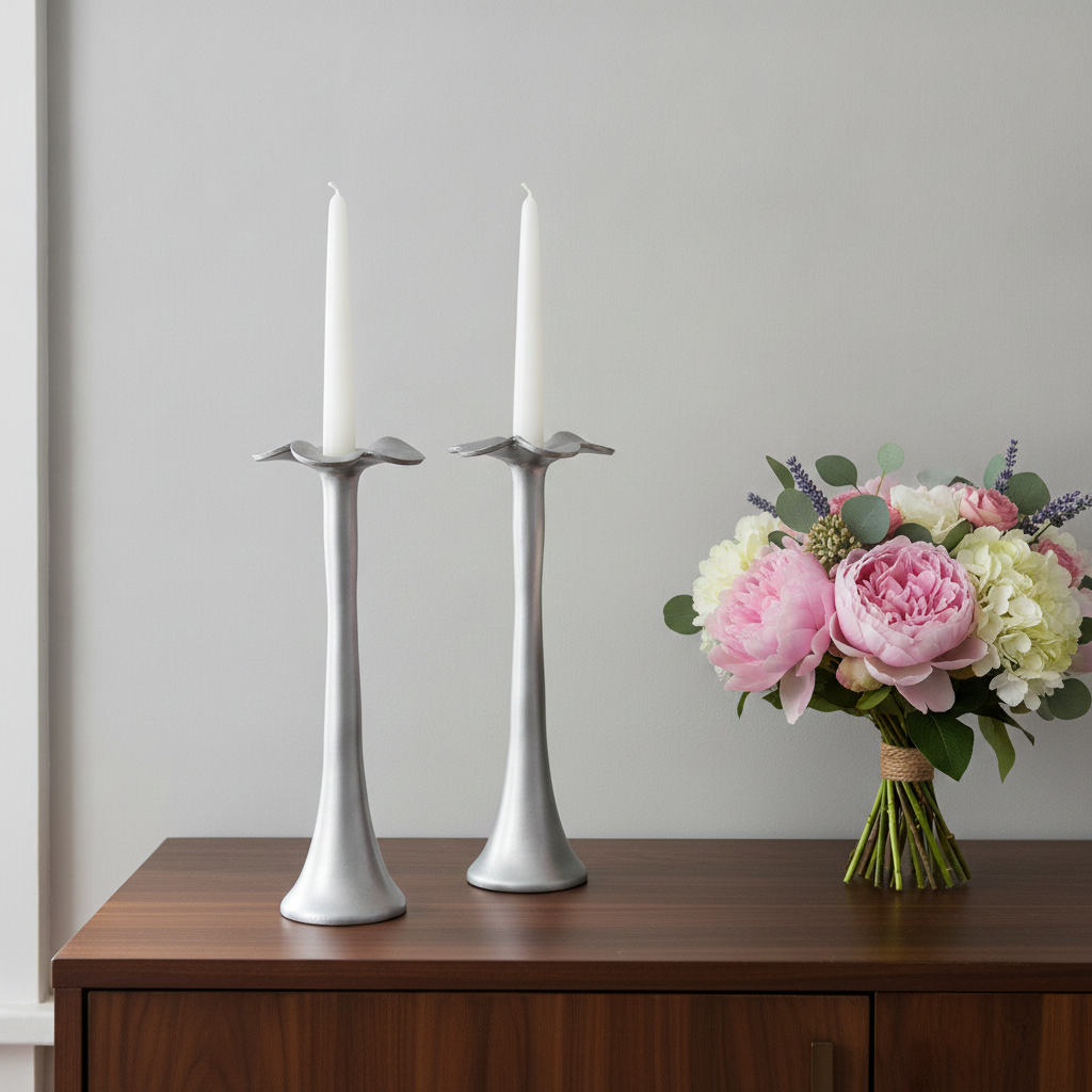 Vintage Pols Potten Flower Candle Holders – Pair of Dutch Design Candlesticks
