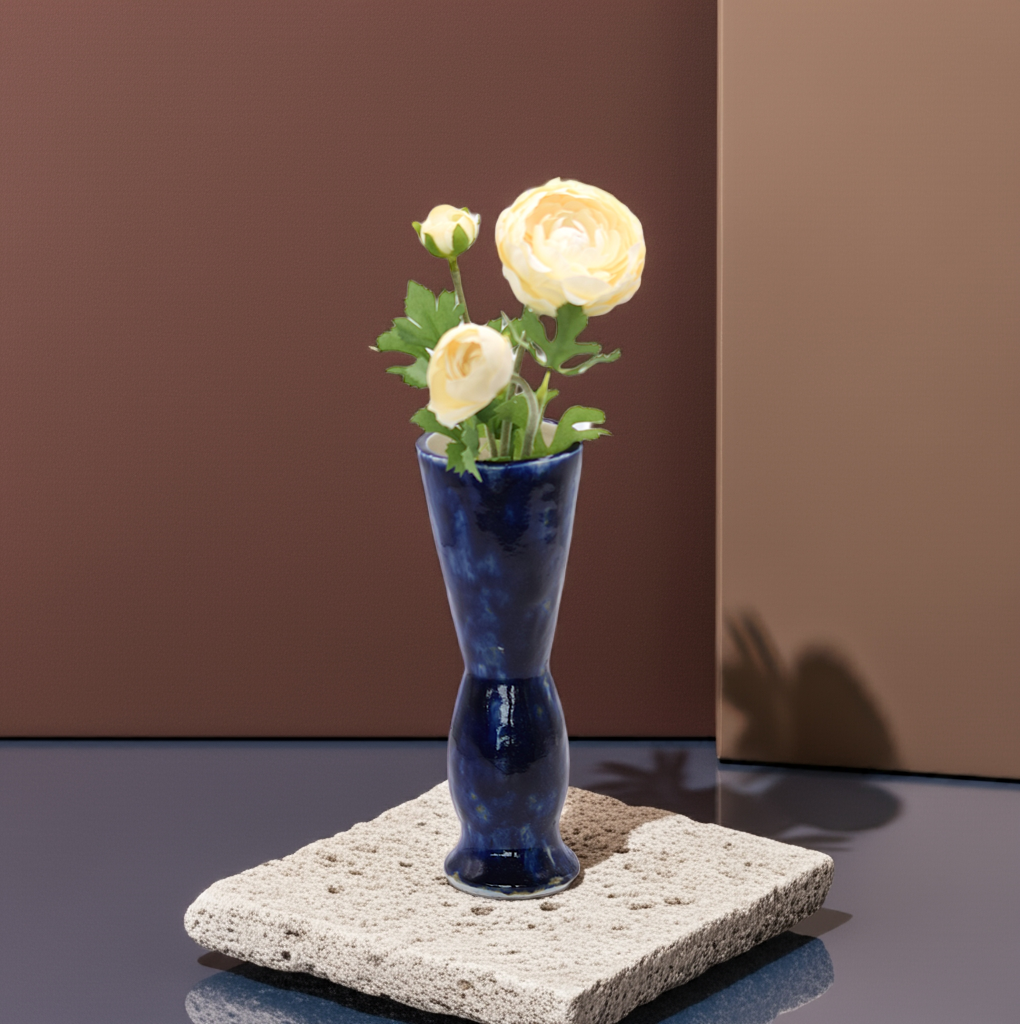 Rare Vintage Blue Vase FLK 1962 – Signed | Collectible Mid-Century Art