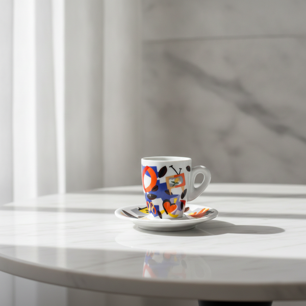 Gaggia 70th Anniversary Espresso Cup & Saucer by Ugo Nespolo – Limited Edition Art Collection | TheyUnique