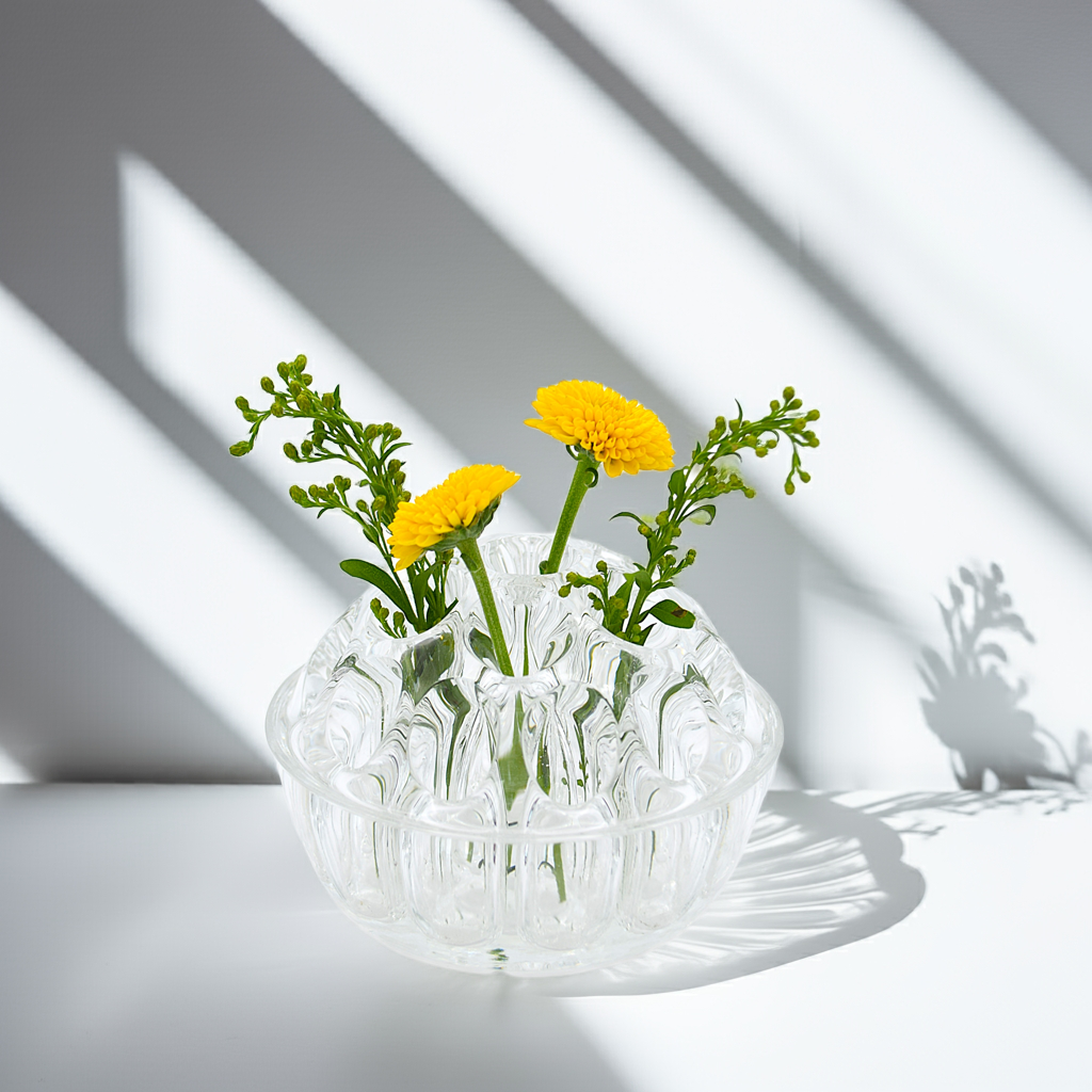 Vintage Art Deco Multi-Stem Crystal Flower Vase – Elegant Pique Floral Centerpiece