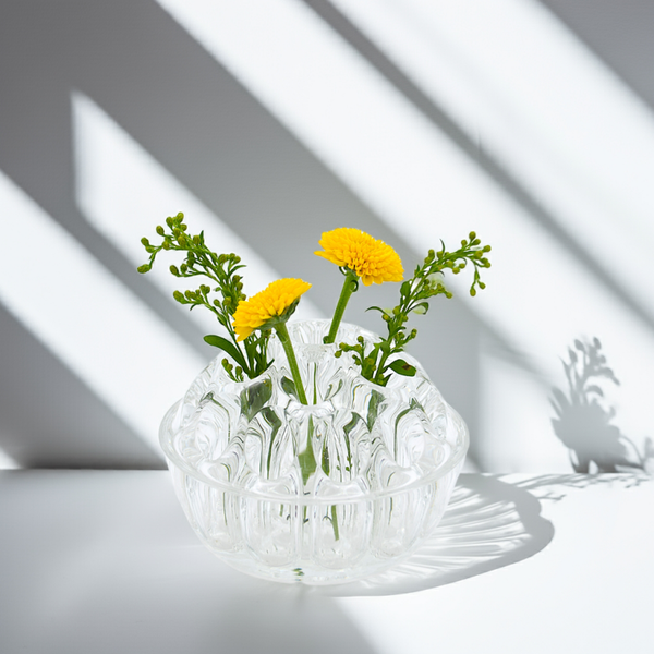 Vintage Art Deco Multi-Stem Crystal Flower Vase – Elegant Pique Floral Centerpiece