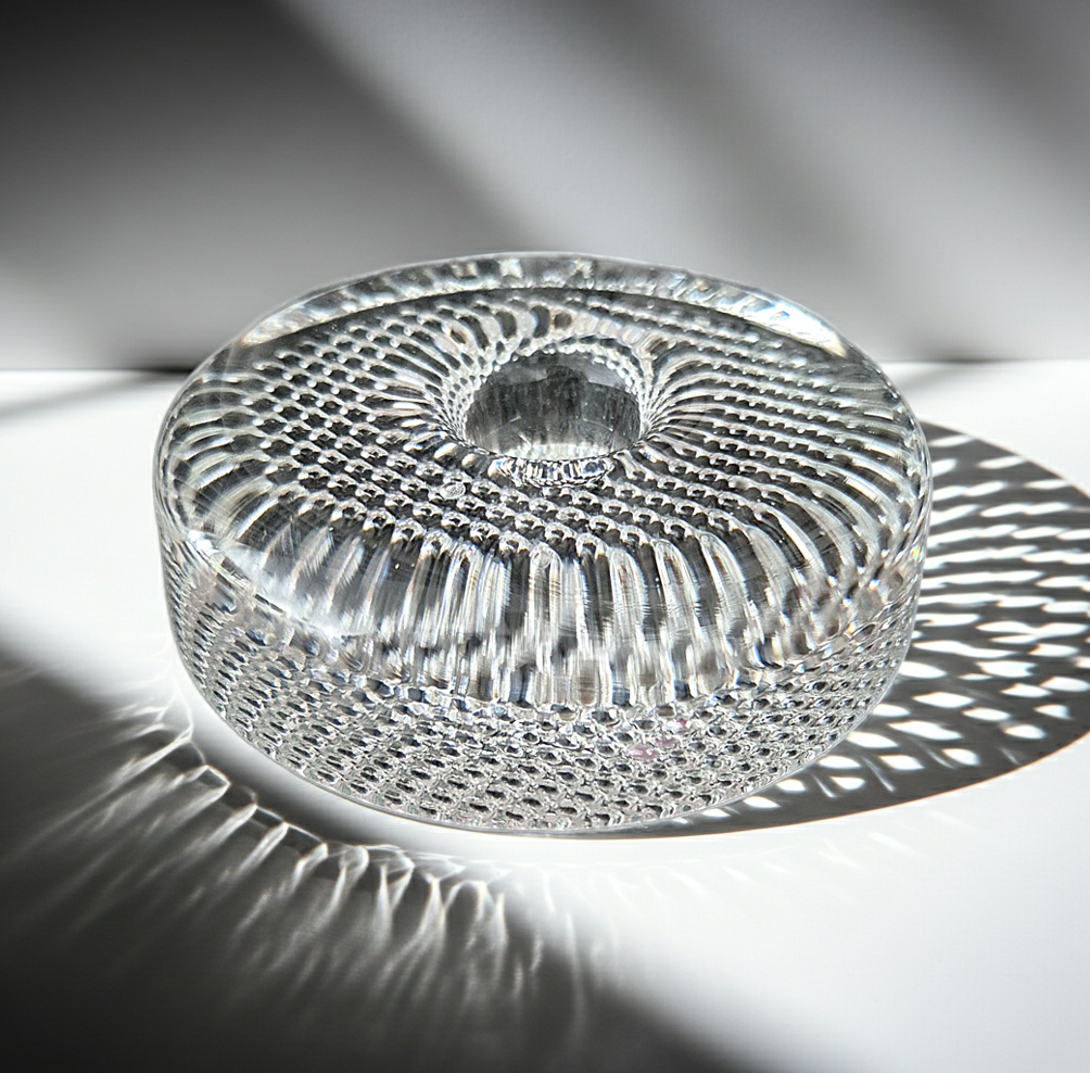 Holmegaard Candle Holder / Paperweight by Torben Jørgensen – Vintage 1988 Danish Glass Design