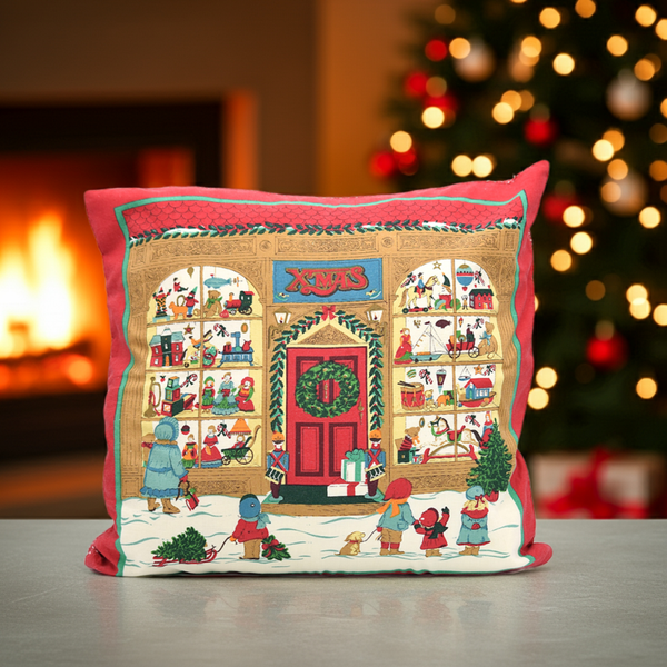 Vintage IKEA Quilted Christmas Pillow Cover – Vintage Toy Shop Holiday Theme (40x40 cm) | TheyUnique