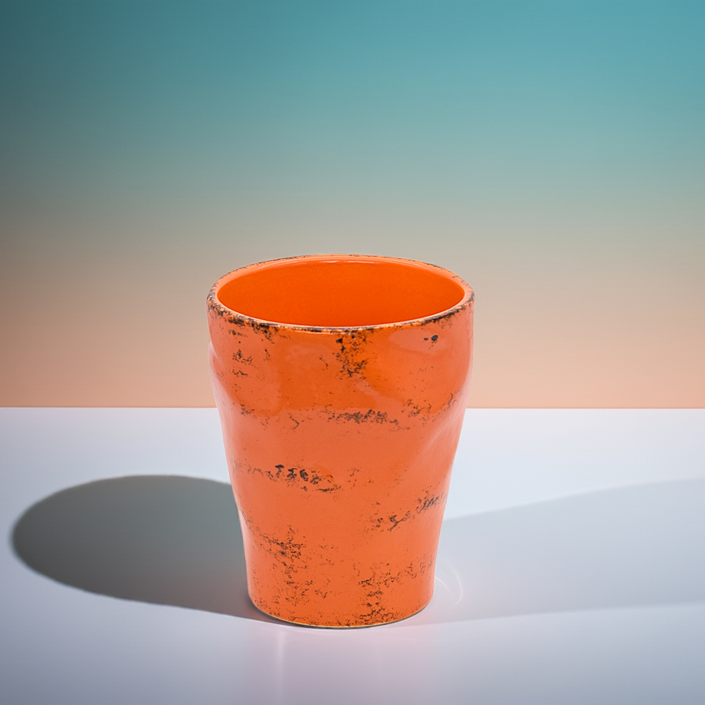 Vintage Orange Planter – West Germany Ceramic Pot, 1970s Mid-Century Design